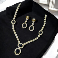 Sona Covering Gold Plated Austrain And Crystal Stone Necklace Set 