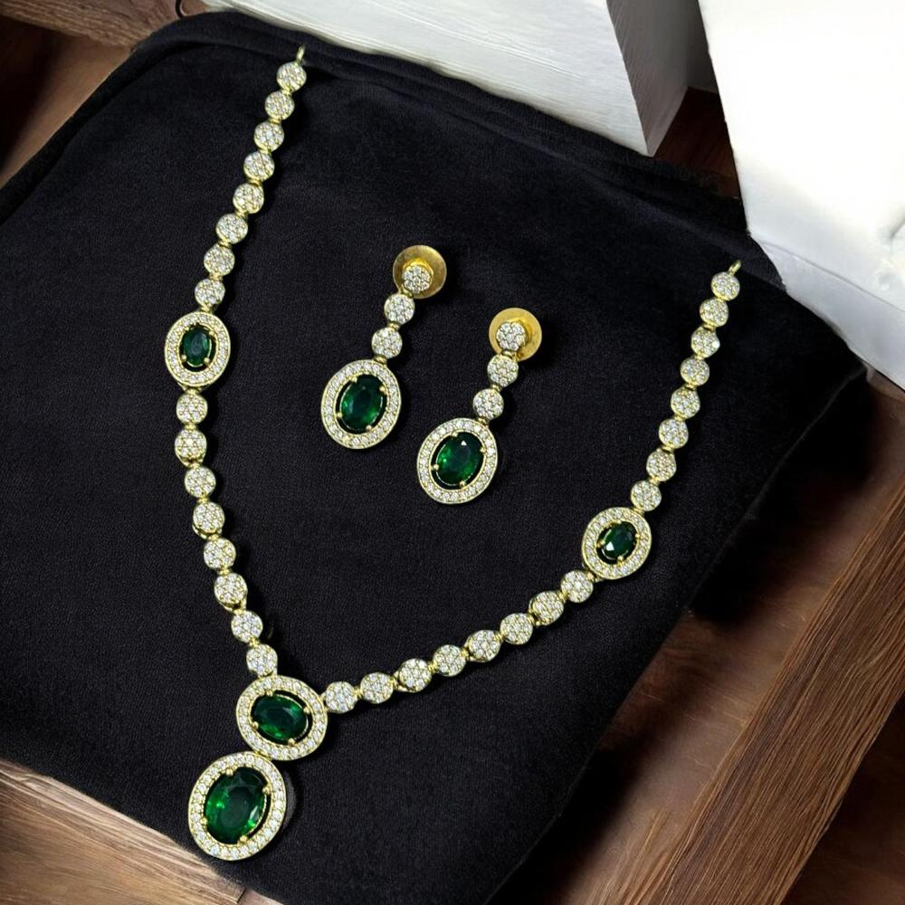 Sona Covering Gold Plated Austrain And Crystal Stone Necklace Set