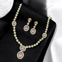 Sona Covering Gold Plated Austrain And Crystal Stone Necklace Set