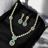 Sona Covering Gold Plated Austrain And Crystal Stone Necklace Set
