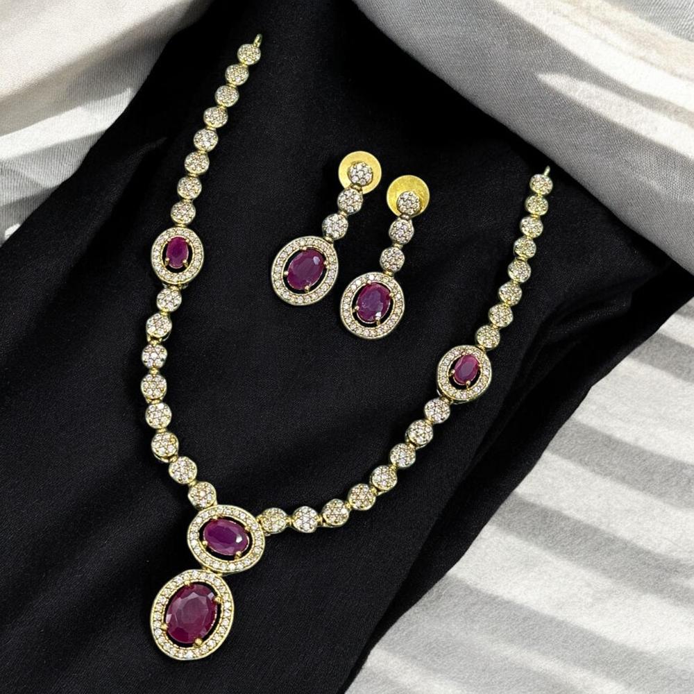 Sona Covering Gold Plated Austrain And Crystal Stone Necklace Set