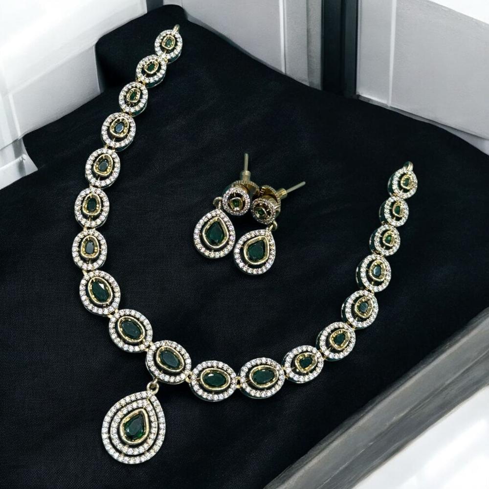 Sona Covering Gold Plated Austrain And Crystal Stone Necklace Set