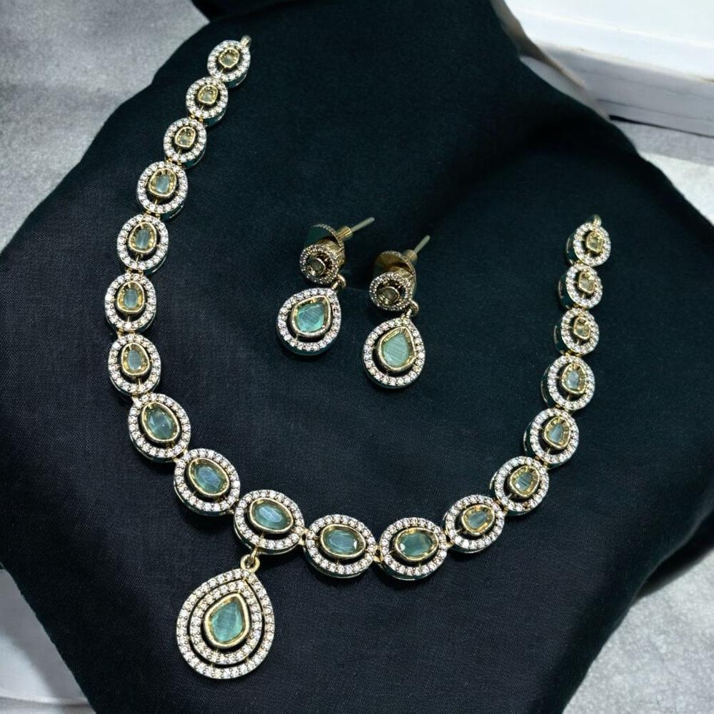 Sona Covering Gold Plated Austrain And Crystal Stone Necklace Set