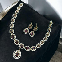 Sona Covering Gold Plated Austrain And Crystal Stone Necklace Set