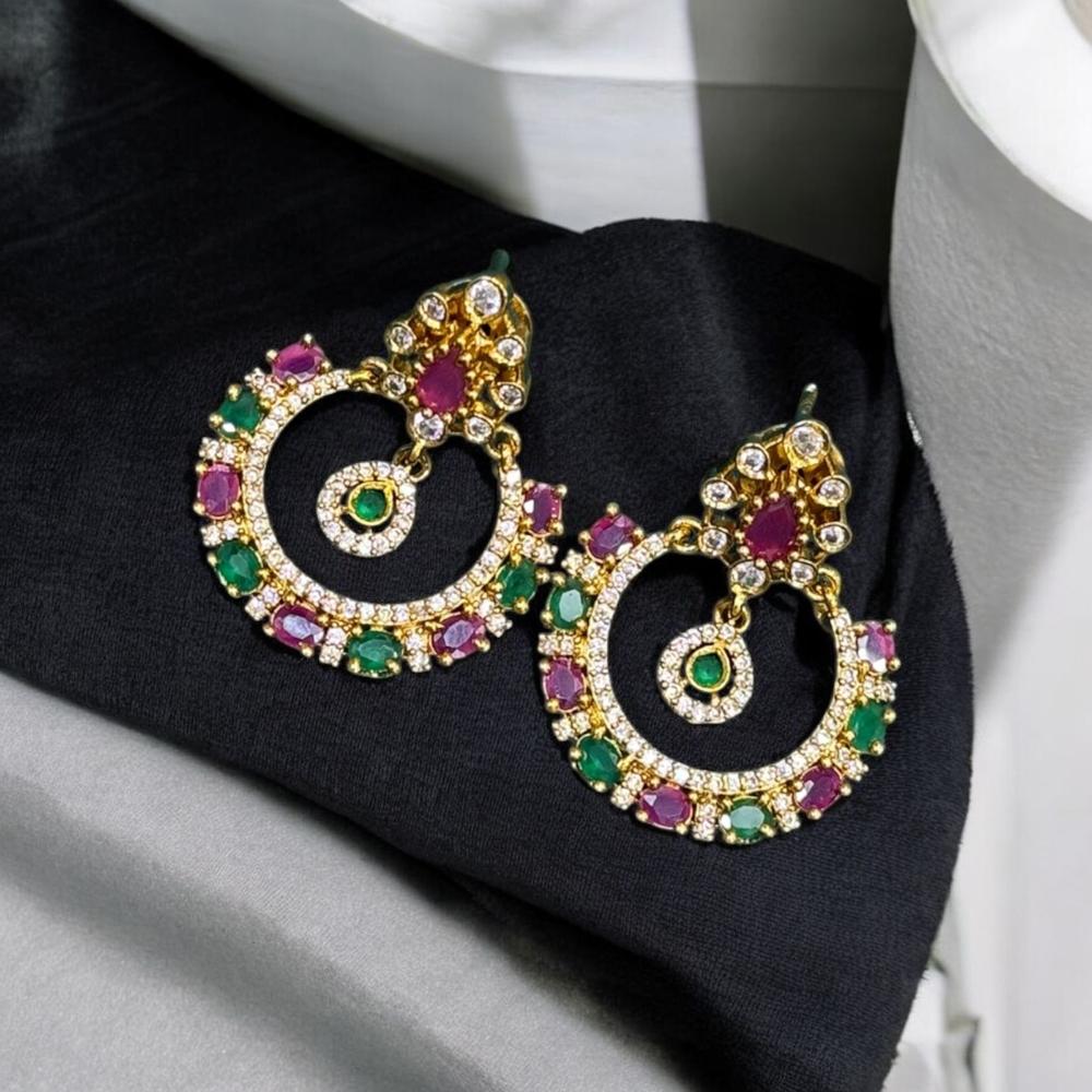 Sona Covering Sparkle Austrain And Crystal Stone Dangler Earrings