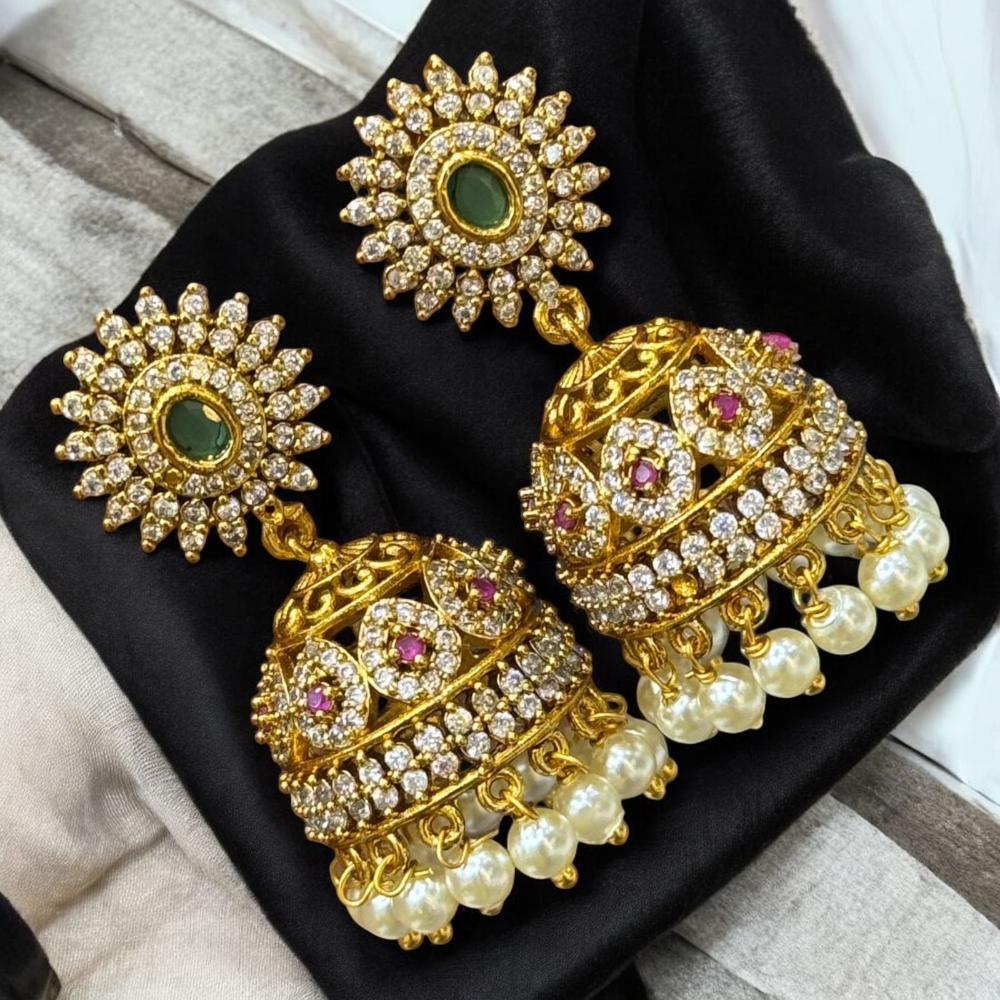 Sona Elegant Austrian Stone & Pearl Jhumki Earrings