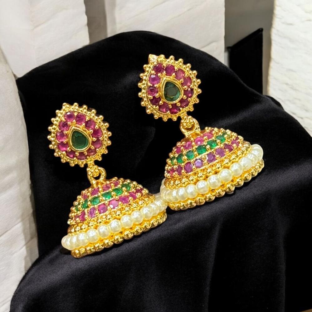 Sona Elegant Austrian Stone & Pearl Jhumki Earrings