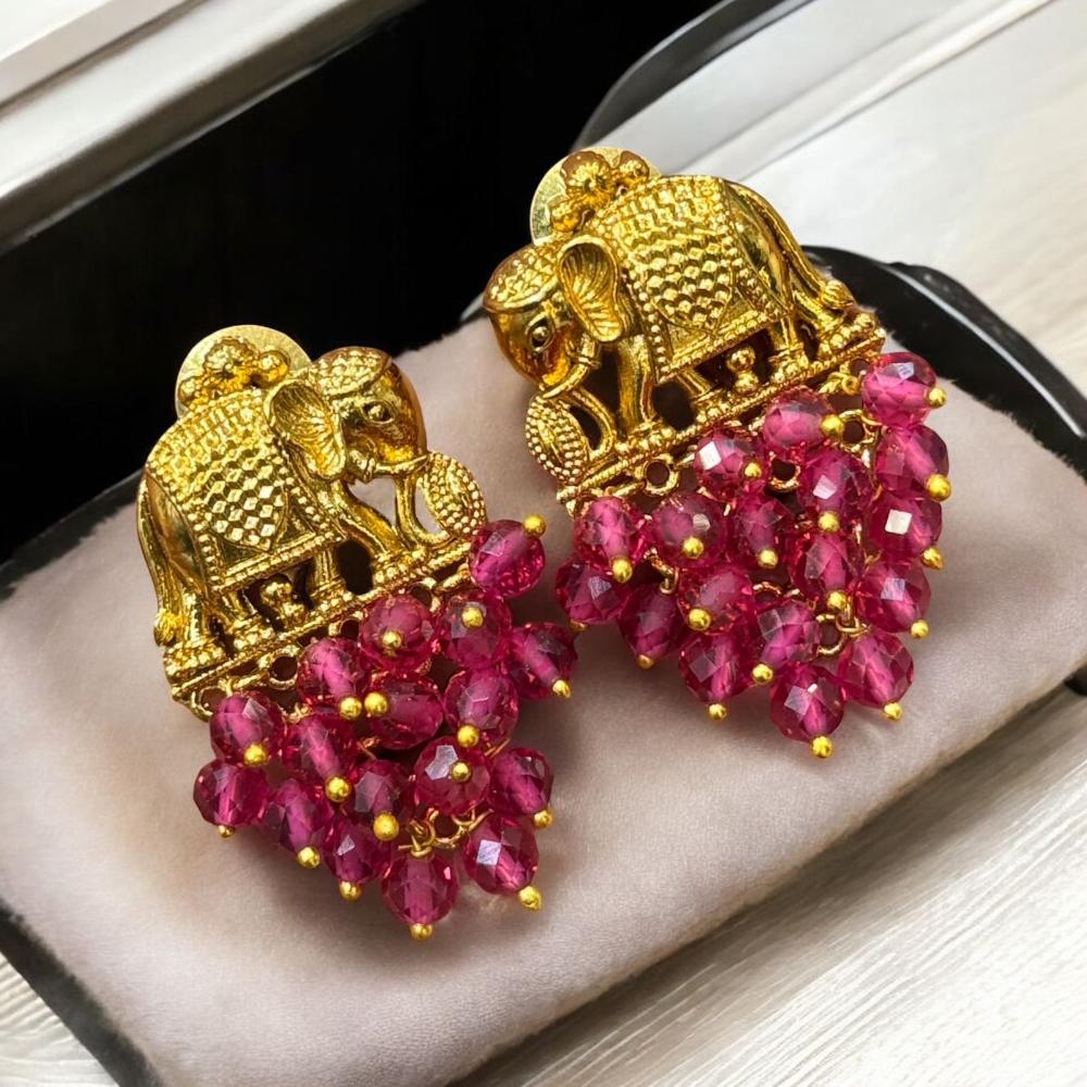 Sona Covering Boho Chic Style Elephant And Beads Dangler Earrings