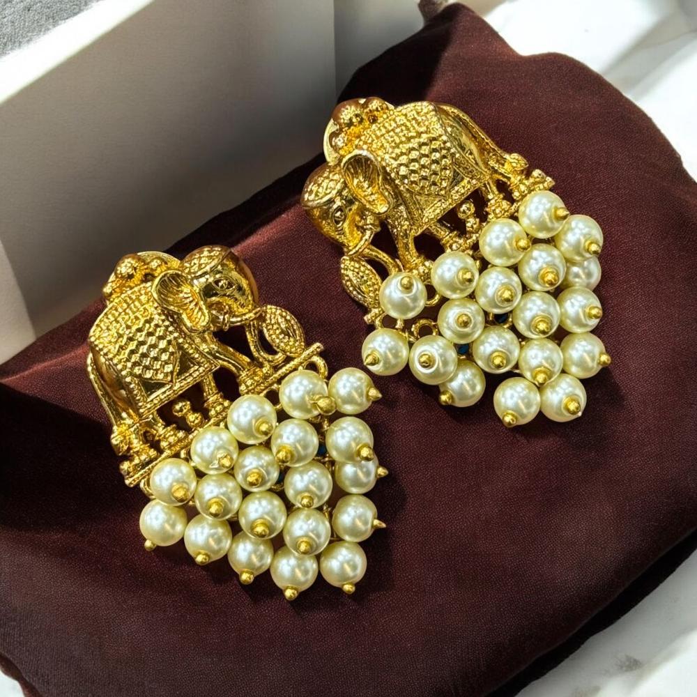 Sona Covering Boho Chic Style Elephant And Beads Dangler Earrings