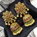  Sona Elegant Pota Stone & Pearl Jhumka Earrings 