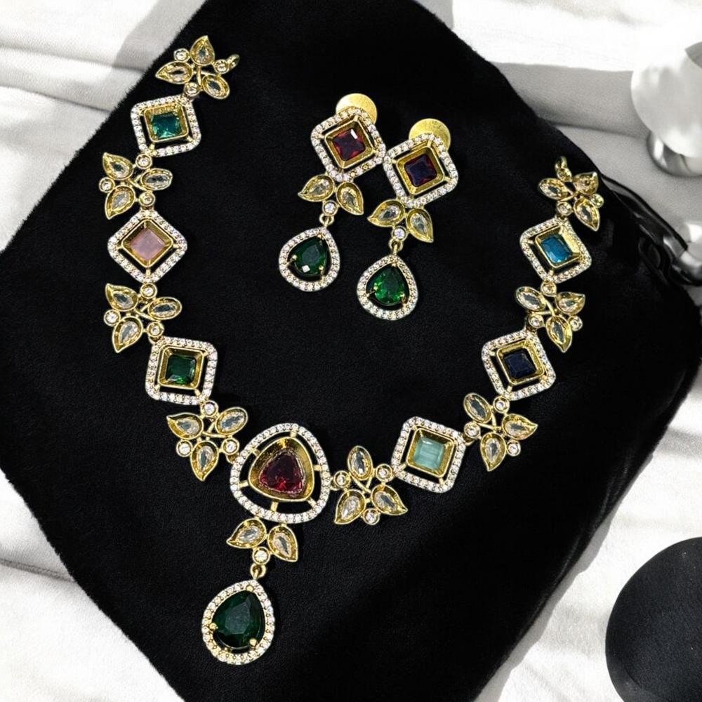 Sona Covering Fashionable Austrian And Crystal Stone Ideal for Gifting Festivals Necklace Set