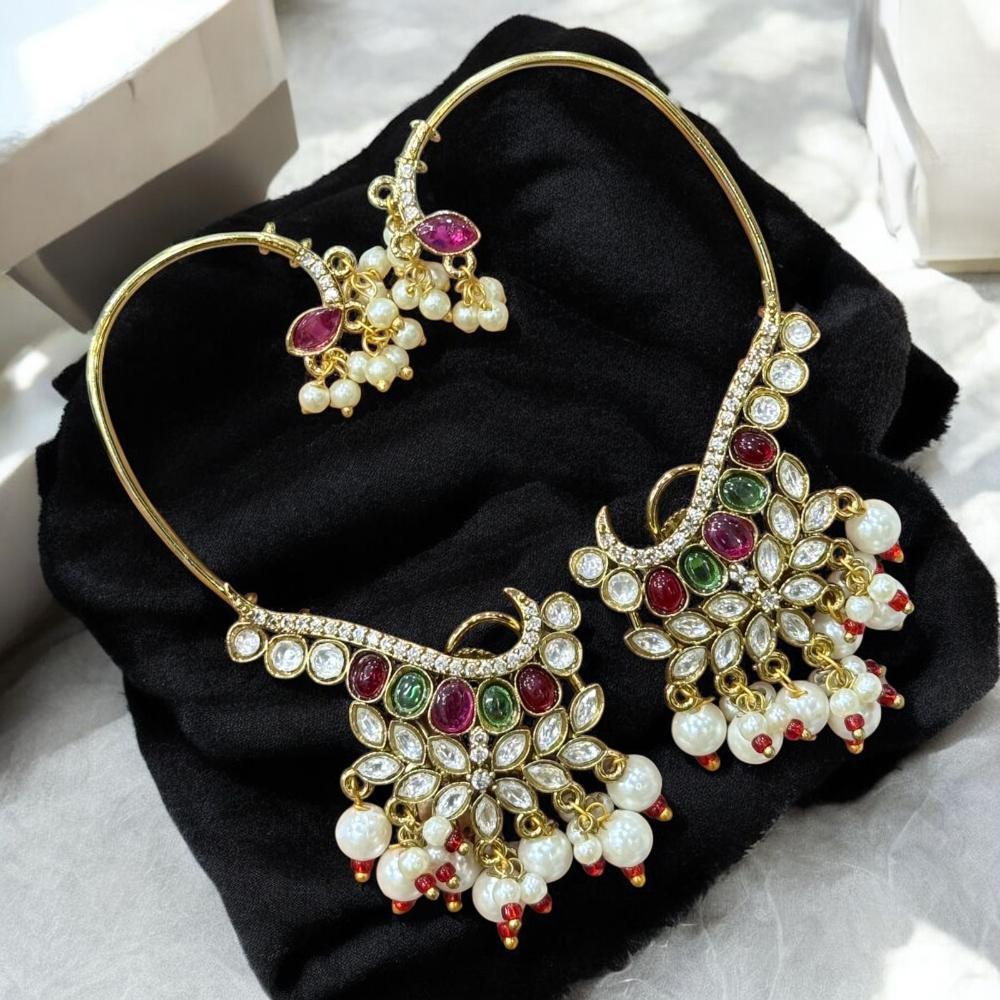 Sona Covering Kundan Stone Earcuff Dangler Earrings