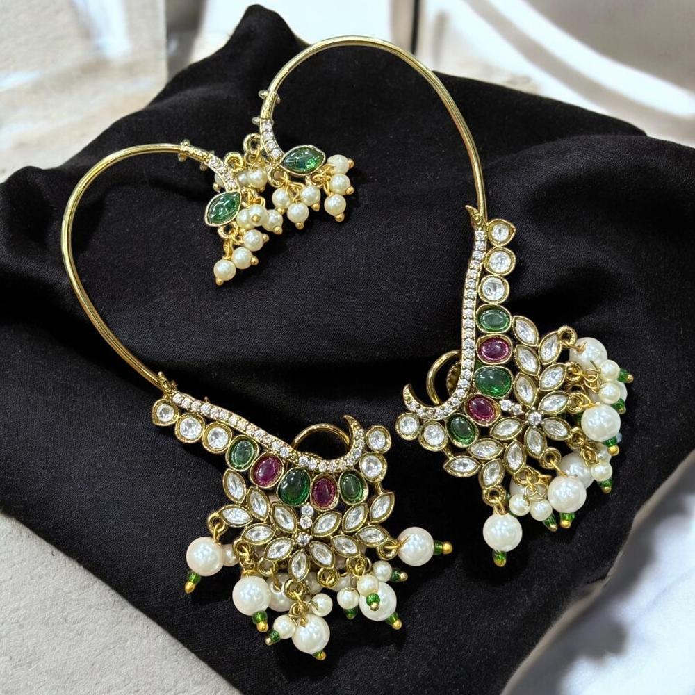Sona Covering Kundan Stone Earcuff Dangler Earrings