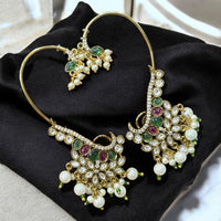 Sona Covering Kundan Stone Earcuff Dangler Earrings
