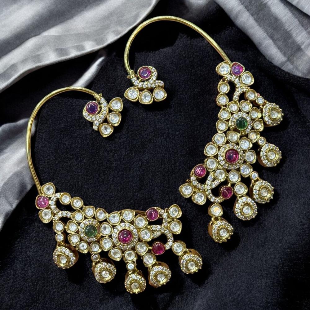 Sona Covering Kundan Stone Earcuff Dangler Earrings