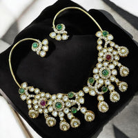 Sona Covering Kundan Stone Earcuff Dangler Earrings