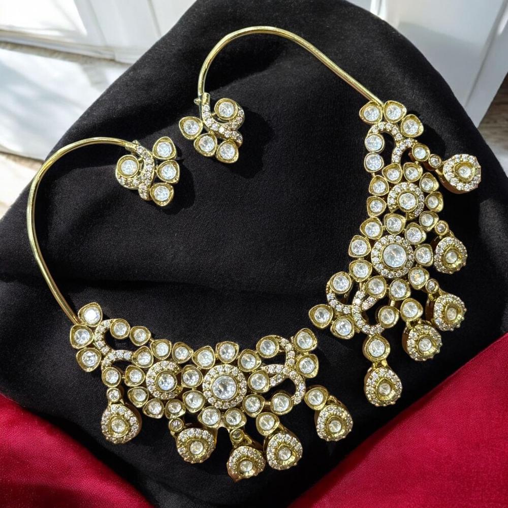 Sona Covering Kundan Stone Earcuff Dangler Earrings