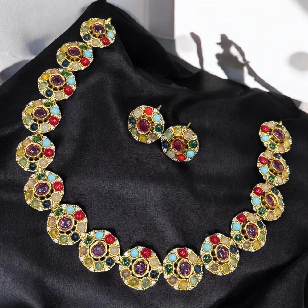 Sona Covering  Pota Stone Necklace Set