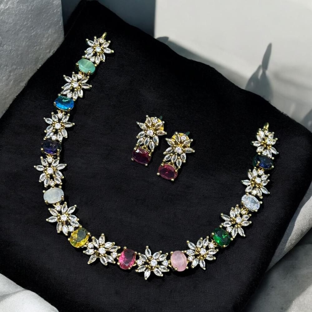 Sona Covering Austrian And Crystal Stone Necklace Set