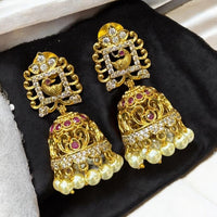 Sona Covering Austrian Stone And Beads Jhumki Earrings