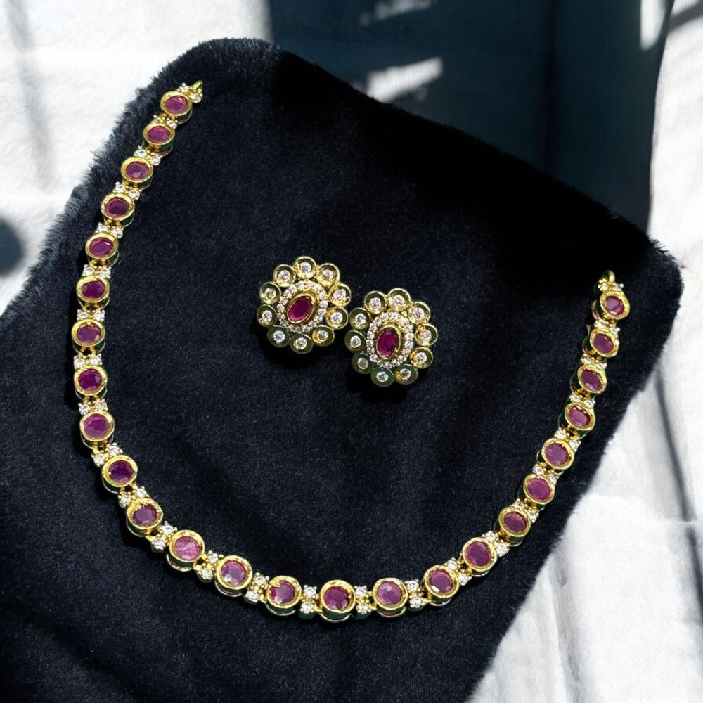 Sona Covering Austrian Stone And Pota Necklace Set