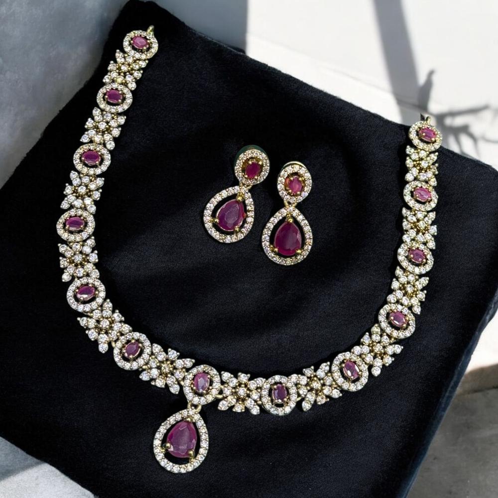 Sona Covering Austrian Stone And Pota Necklace Set