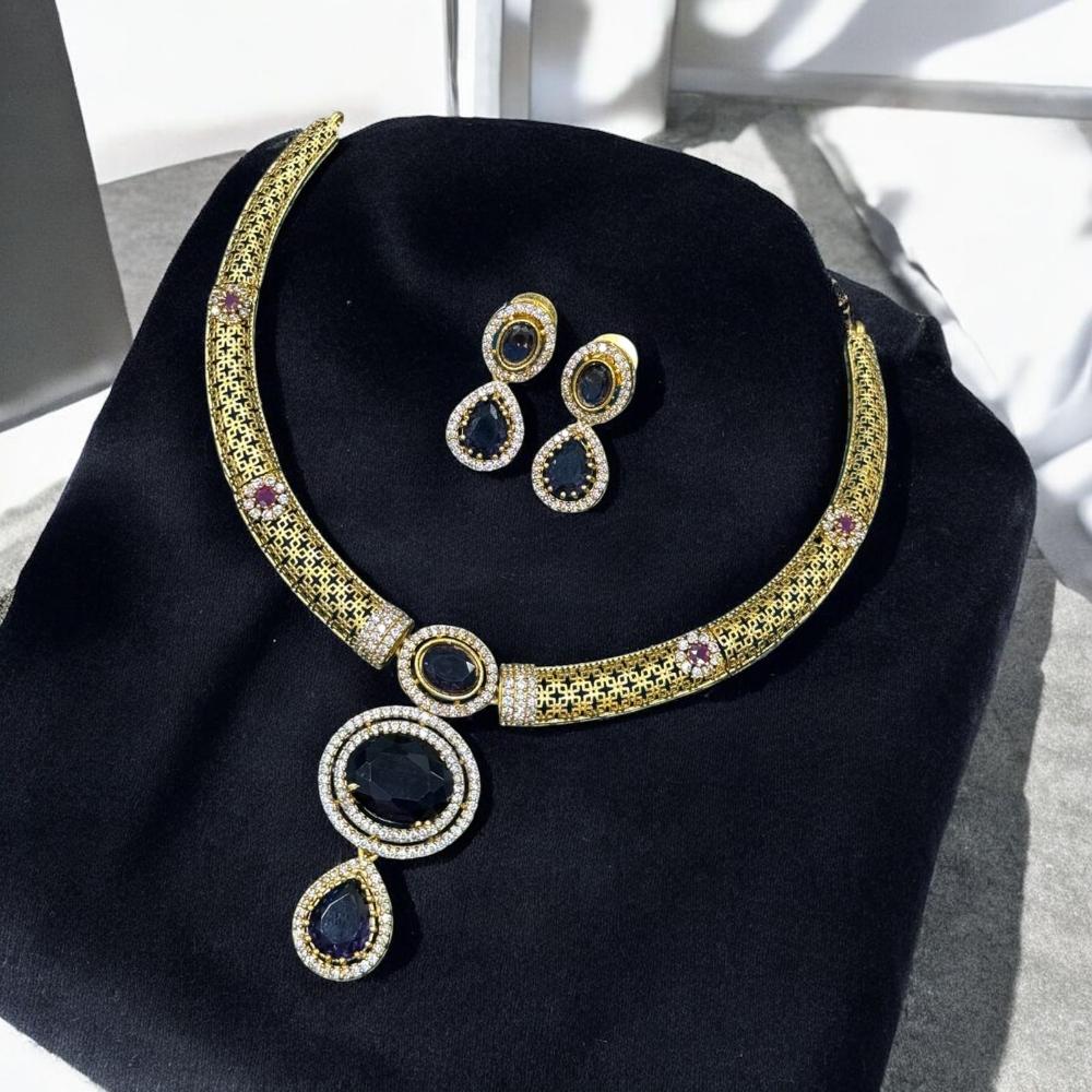 Sona Covering American Diamond  Necklace Set