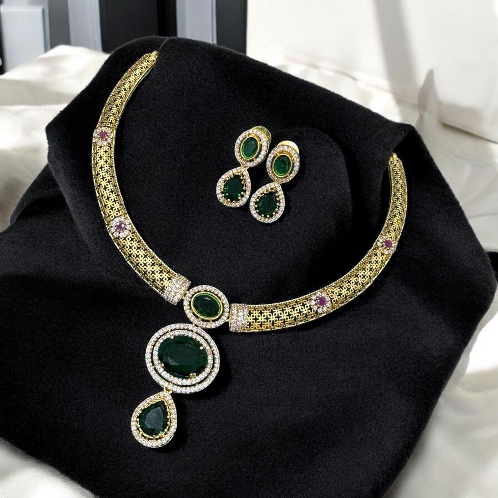 Sona Covering American Diamond  Necklace Set