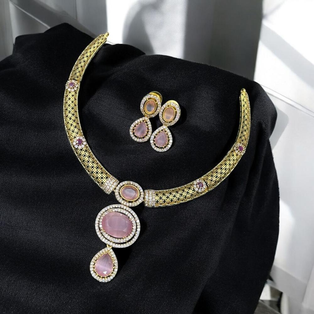 Sona Covering American Diamond  Necklace Set