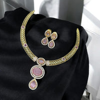 Sona Covering American Diamond  Necklace Set