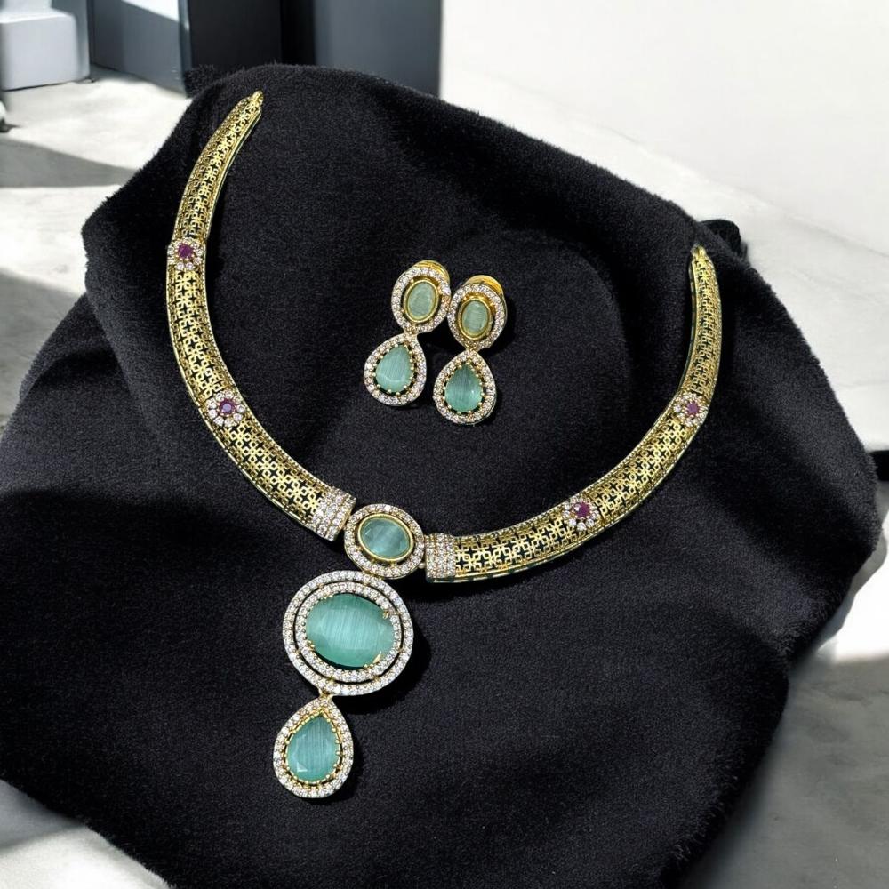 Sona Covering American Diamond  Necklace Set