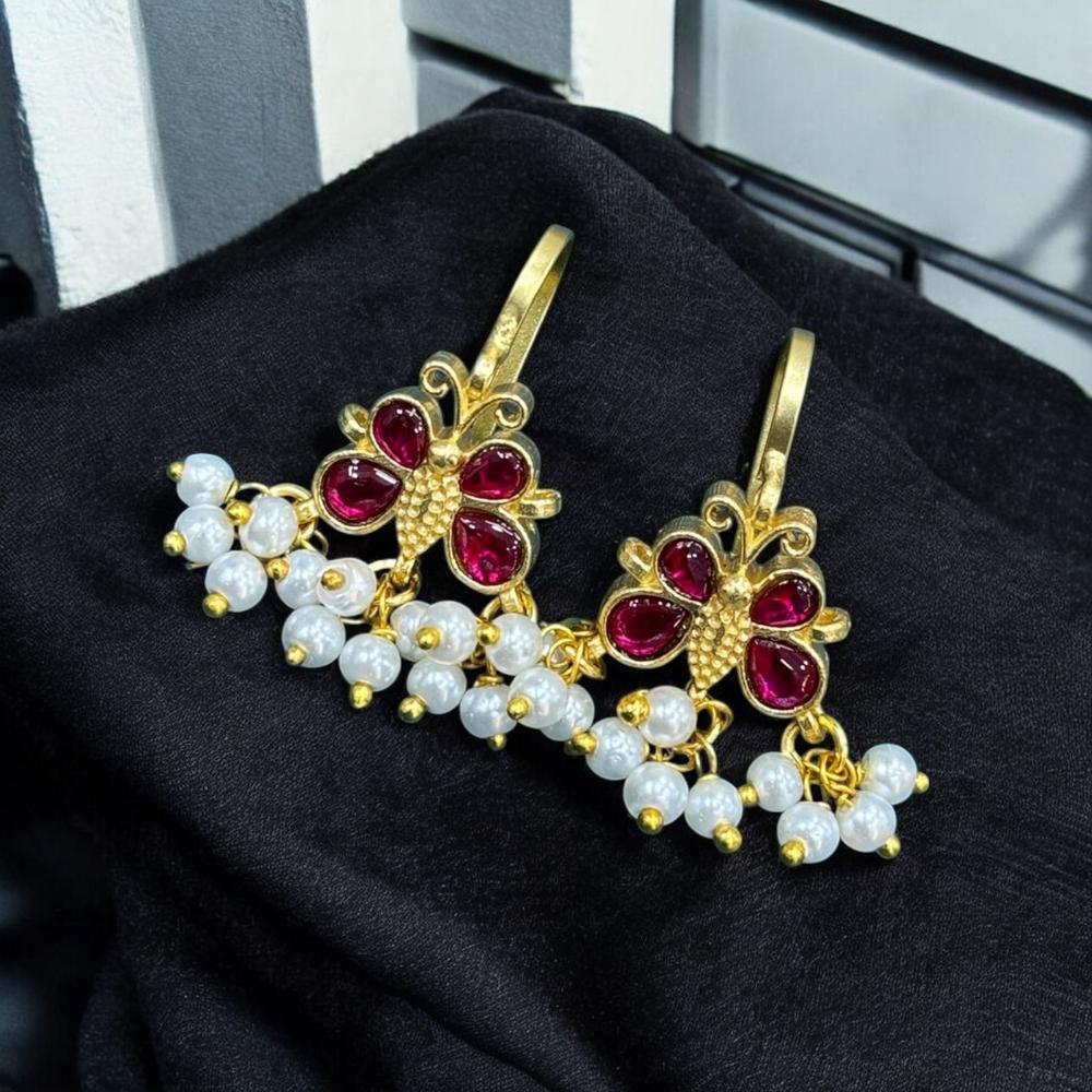 Sona Covering Pota Stone And Pearl Dangler Earring