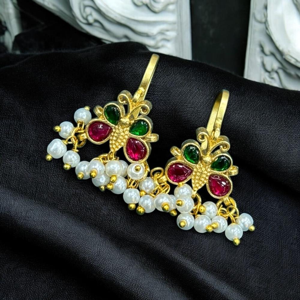 Sona Covering Pota Stone And Pearl Dangler Earring