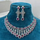 Sona Covering Rhodium Plated American Diamond Necklace Set
