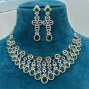 Sona Covering Rhodium Plated American Diamond Necklace Set