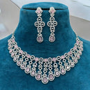 Sona Covering Rhodium Plated American Diamond Necklace Set