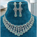 Sona Covering Rhodium Plated American Diamond Necklace Set