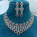 Sona Covering Rhodium Plated American Diamond Necklace Set