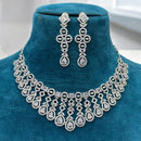 Sona Covering Rhodium Plated American Diamond Necklace Set