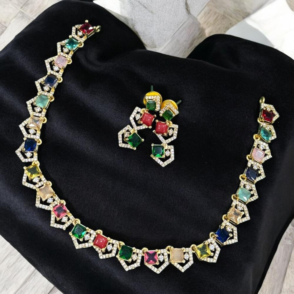 Sona Covering Crystal Stone And Austrian Stone Necklace Set