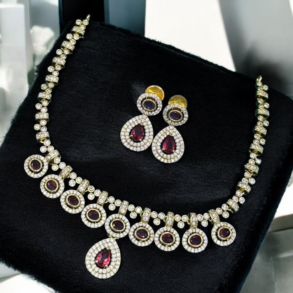 Sona Covering Crystal Stone And Austrian Stone Necklace Set