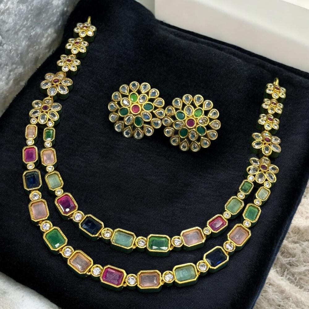 Sona Covering Crystal Stone Stone Necklace Set