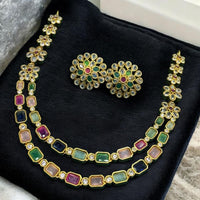 Sona Covering Crystal Stone Stone Necklace Set