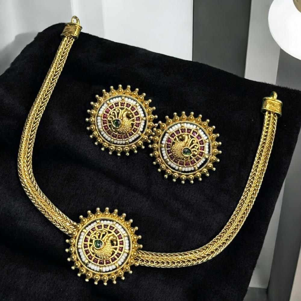 Sona Covering Pota Stone Stone Choker Necklace Set