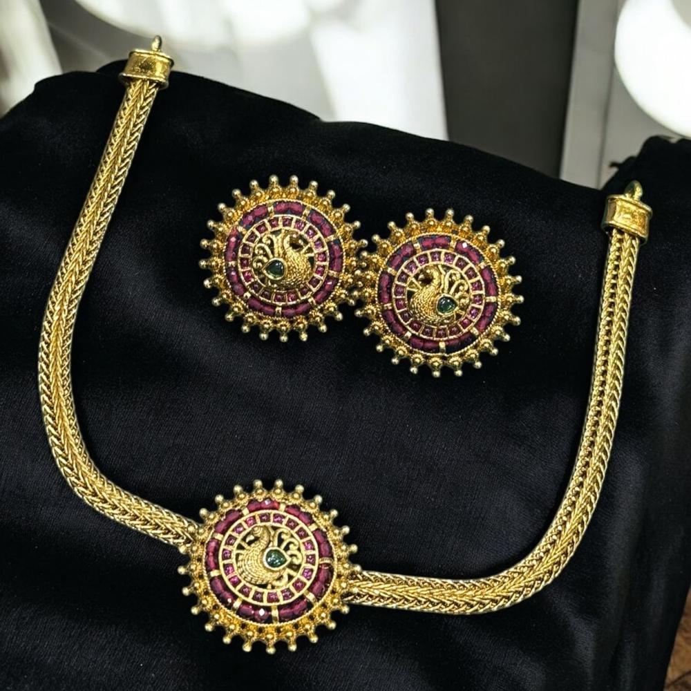 Sona Covering Pota Stone Stone Choker Necklace Set