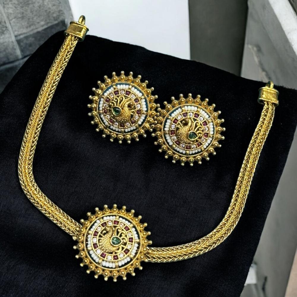 Sona Covering Pota Stone Stone Choker Necklace Set