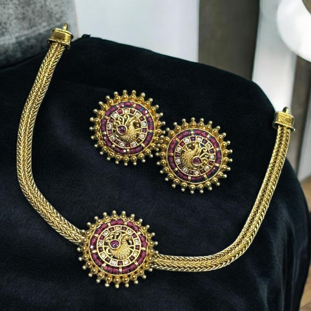 Sona Covering Pota Stone Stone Choker Necklace Set