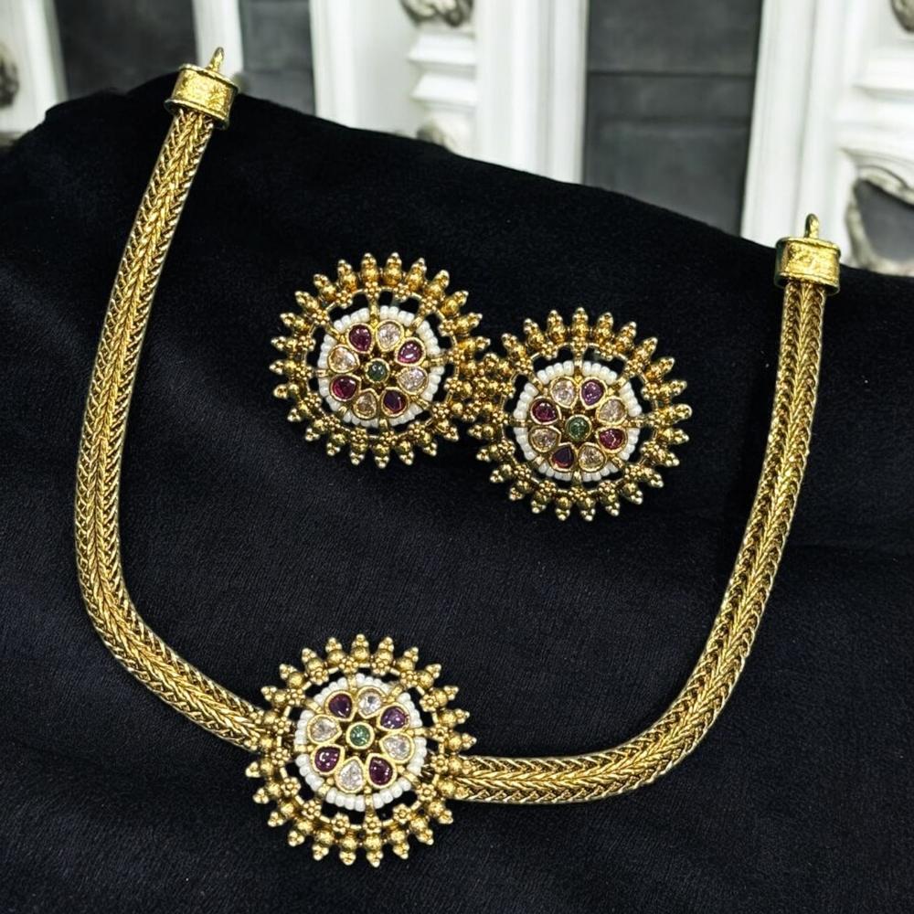 Sona Covering Pota Stone Stone Choker Necklace Set