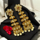 Sona Covering Gold Plated Austrain And Pota Stone Beads Jhumki Earrings