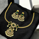 Sona Covering Gold Plated Pota Stone And Crystal Necklace Set